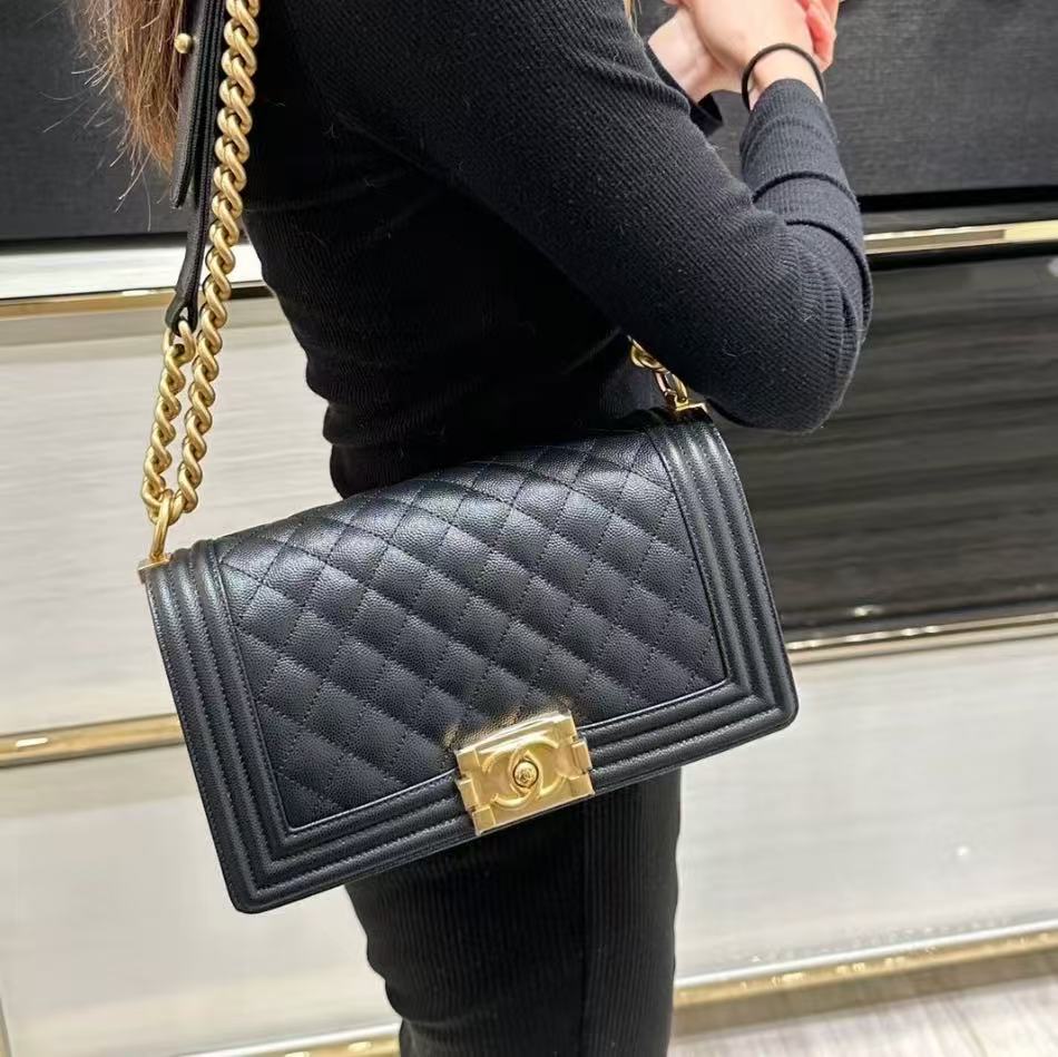 99新 Chanel/香奈儿 Chanel黑金leboy中号