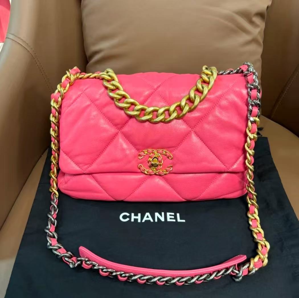 95新 Chanel/香奈儿 Chanel桃粉19bag