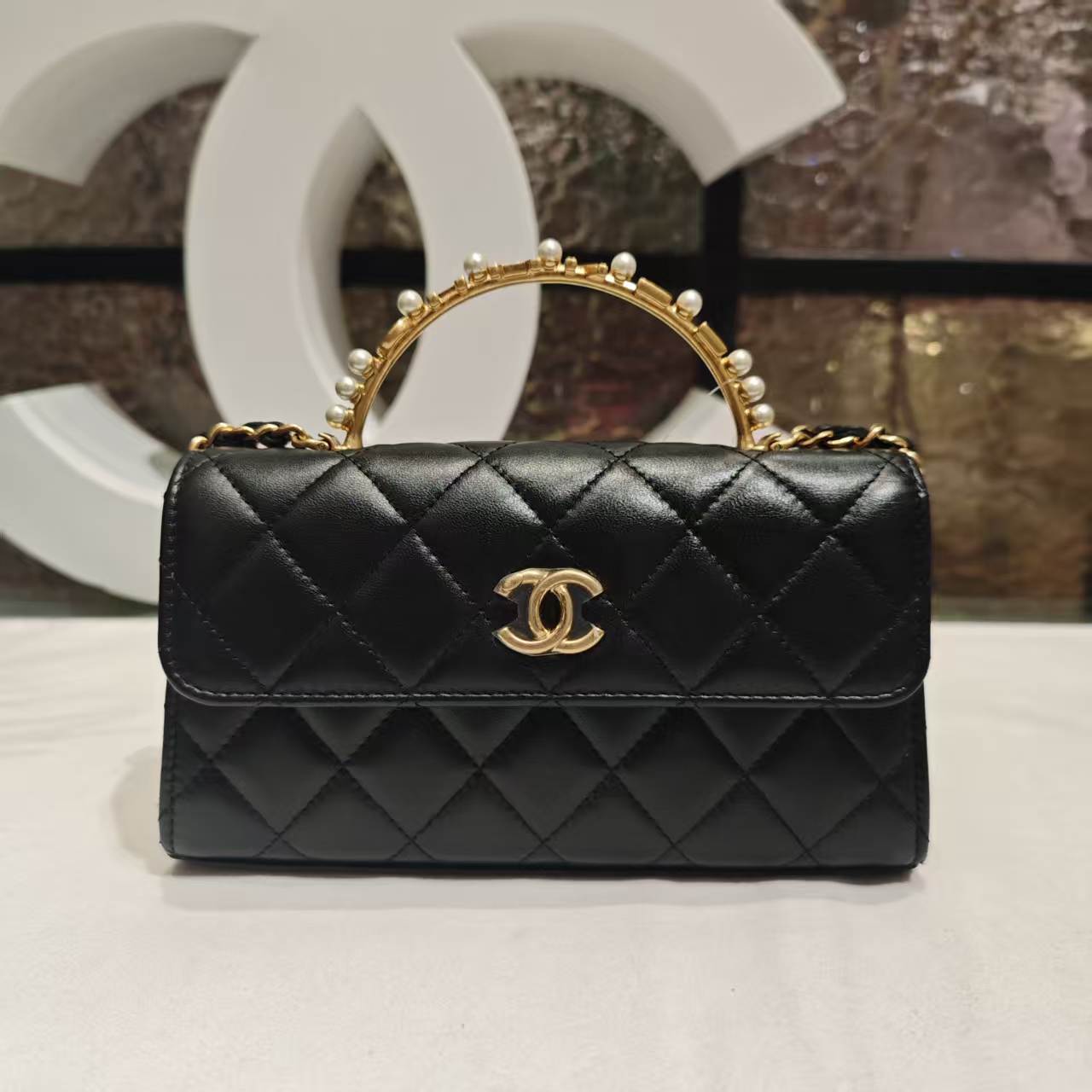 99新 Chanel/香奈儿 Chanel黑金珍珠手柄Kelly