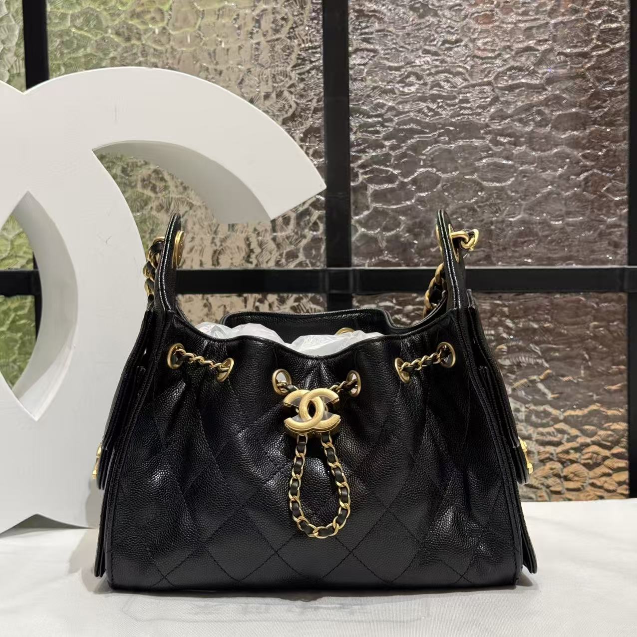 99新 Chanel/香奈儿 Chanel黑金25bagmini斜挎包
